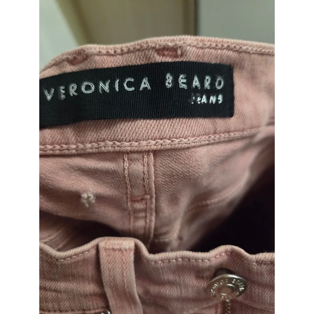 Veronica Beard Jeans‎ Womens 24 Pink High Rise Flare Leg Denim